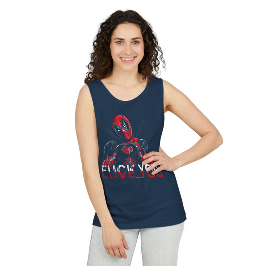 Deadpool Fuck Love Unisex Garment-Dyed Tank Top