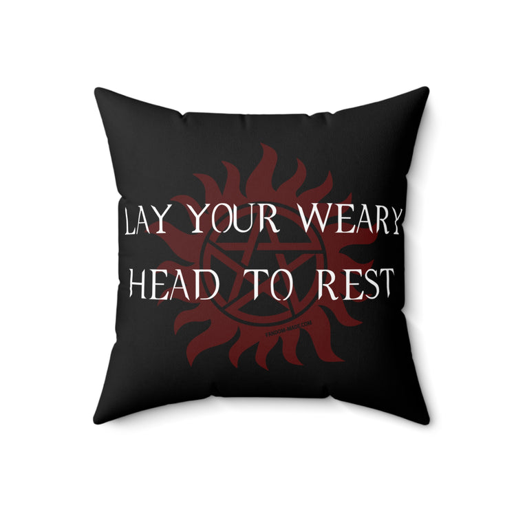 Lay Your Wear Head To Rest Faux Suede Square Pillow - Fandom-Made