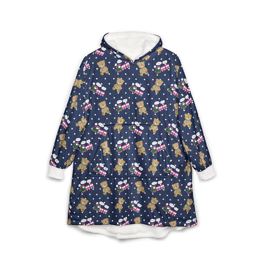 Choo Choos And Teddy Bears Unisex Hooded Blanket