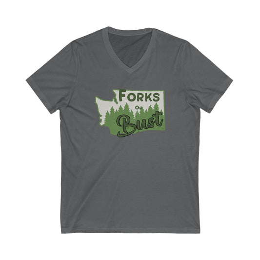 Forks Or Bust V-Neck Tee - Fandom-Made