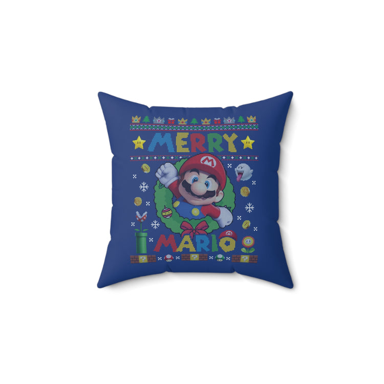 Merry Mario Faux Suede Square Pillow