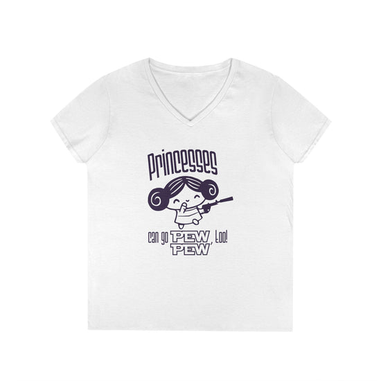 Princesses Go Pew Pew V-Neck Tee - Fandom-Made