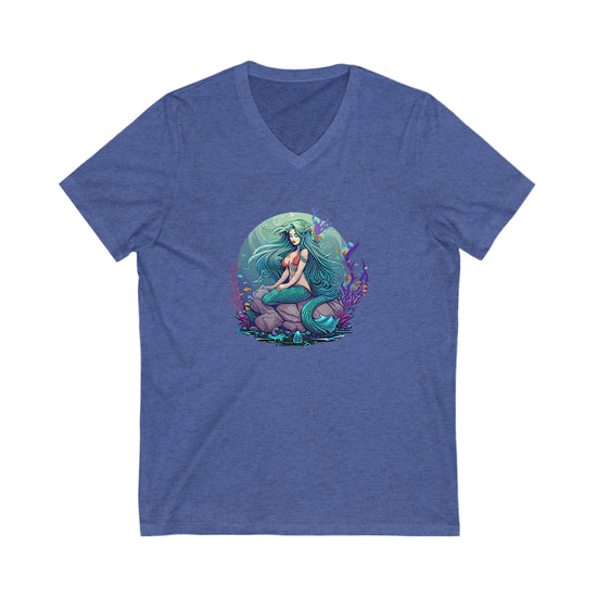 Mermaid Sitting V-Neck Tee - Fandom-Made