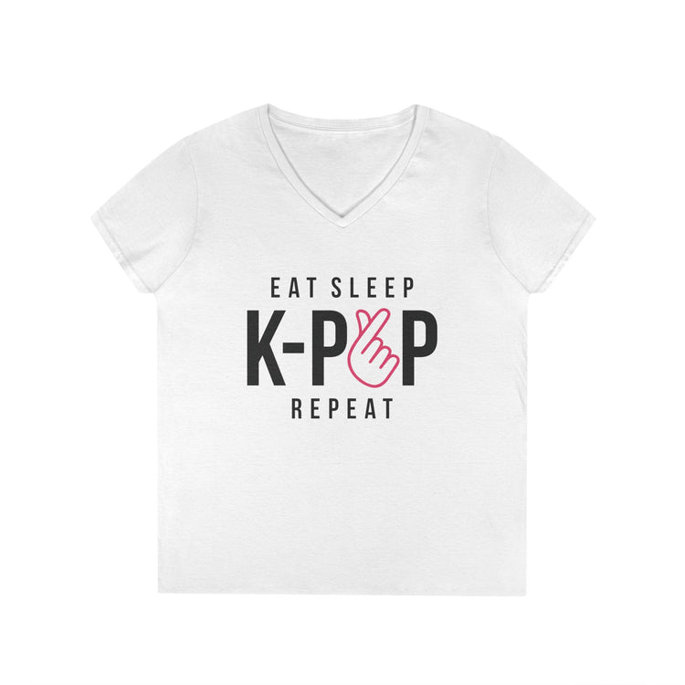 Eat Sleep KPop Repeat Ladies' V-Neck Tee