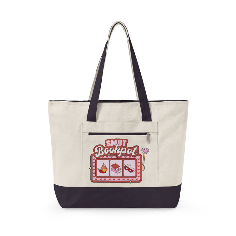 Smut Bookpot Zippered Canvas Tote - Fandom-Made