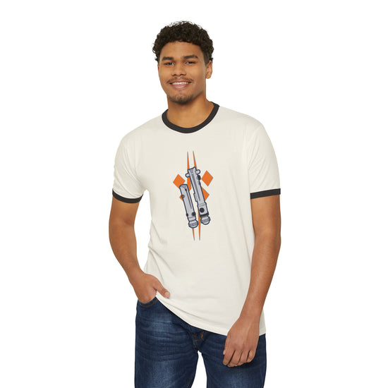 Ahsoka Tano Lightsaber Unisex Cotton Ringer T-Shirt - Fandom-Made