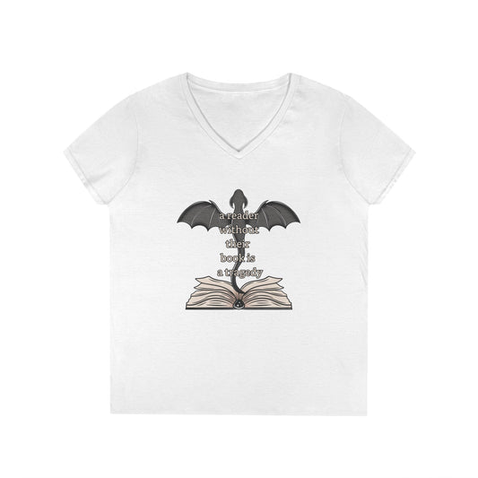 A Reader Without Their Book Ladies' V-Neck Tee