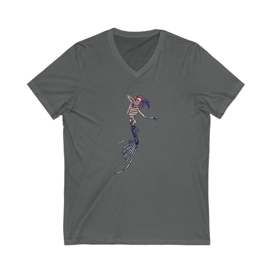 Mermaid Skeleton V-Neck Tee - Fandom-Made