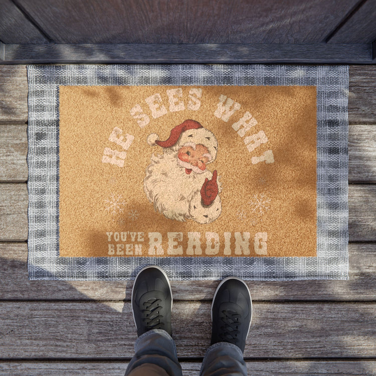 He Sees What You've Been Reading Doormat