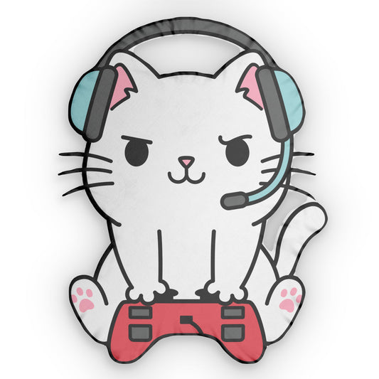Good Gamer Cat-Shaped Pillow