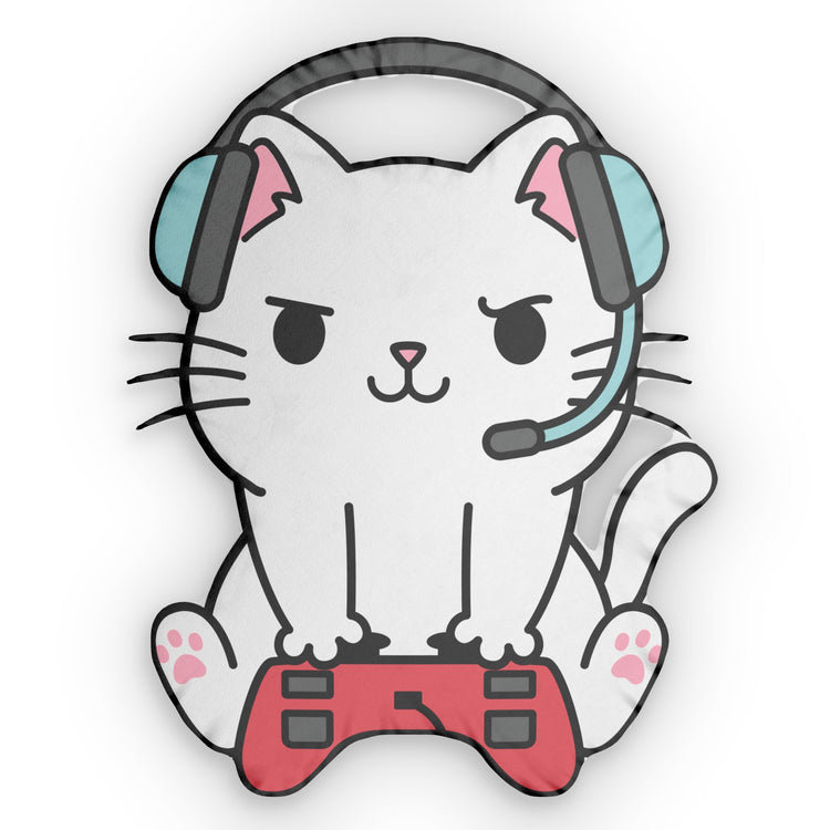 Good Gamer Cat-Shaped Pillow