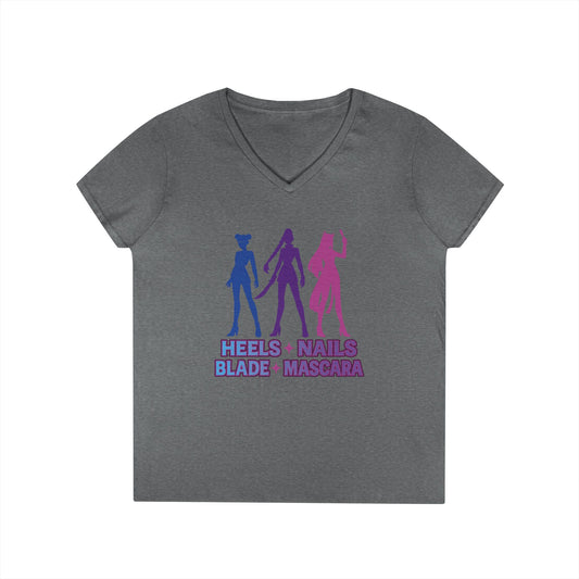 Heels Nails Blade Mascara Ladies' V-Neck Tee - Fandom-Made