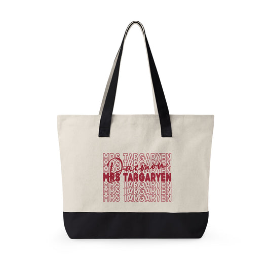 Mrs. Daemon Targaryen Zippered Canvas Tote