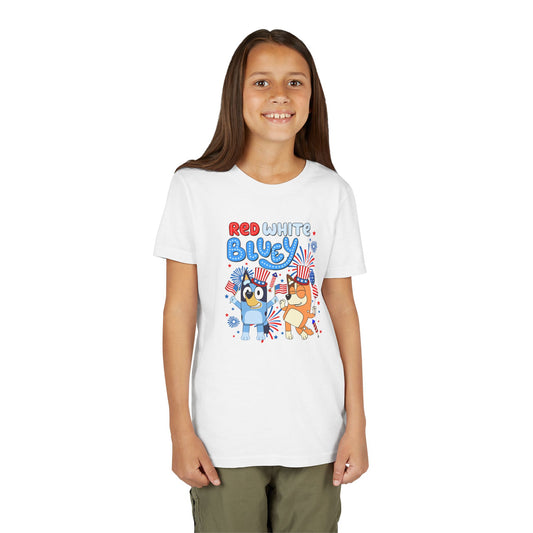 Red White Bluey Youth Tee - Fandom-Made