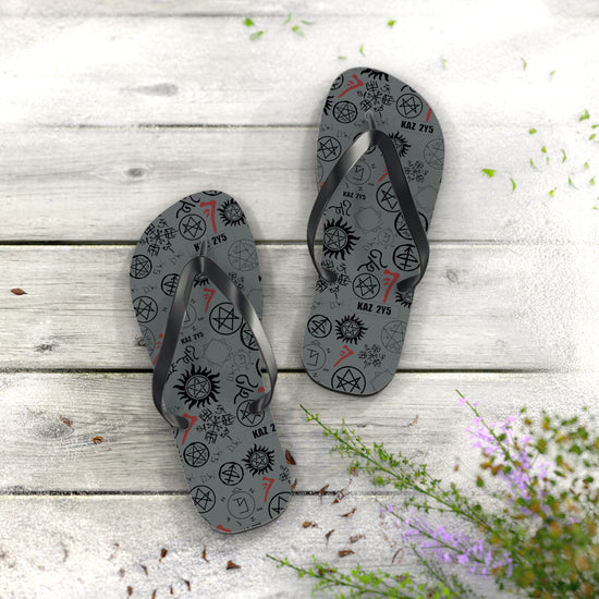 Supernatural Symbols All-Over Print Flip Flops - Fandom-Made