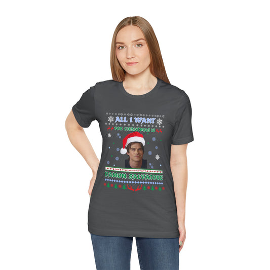 All I Want For Christmas Is Damon Salvatore Unisex T-Shirt - Fandom-Made