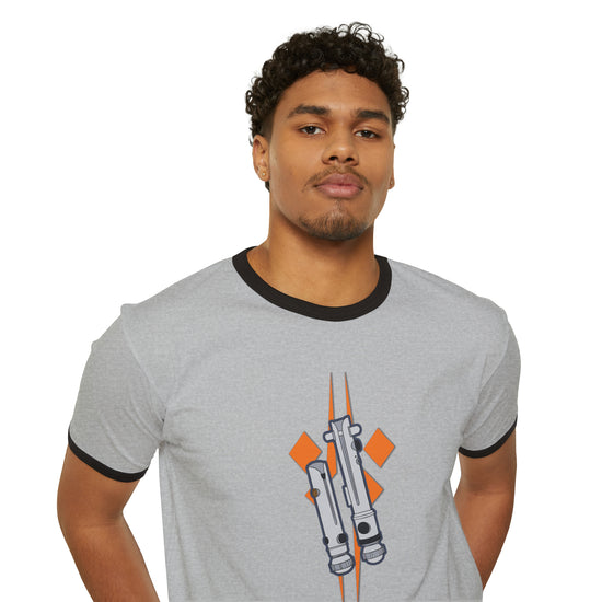 Ahsoka Tano Lightsaber Unisex Cotton Ringer T-Shirt - Fandom-Made