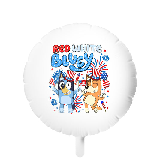 Red White Bluey Mylar Balloon