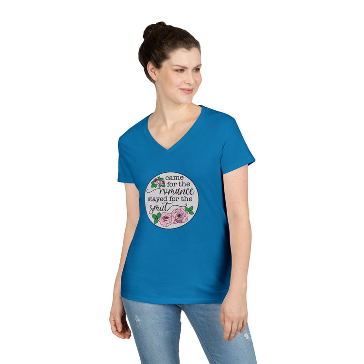 Came For The Romance Ladies' V-Neck Tee