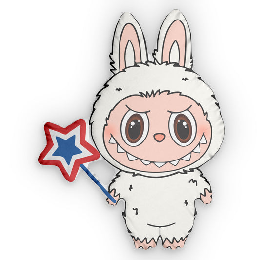 White Labubu-Shaped Pillow