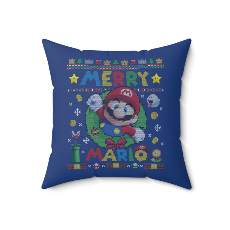 Merry Mario Faux Suede Square Pillow