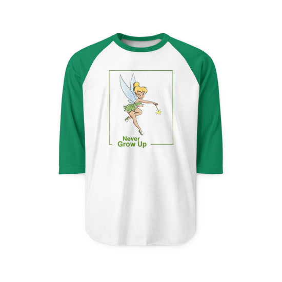 Never Grow Up 3/4 Raglan Shirt - Fandom-Made