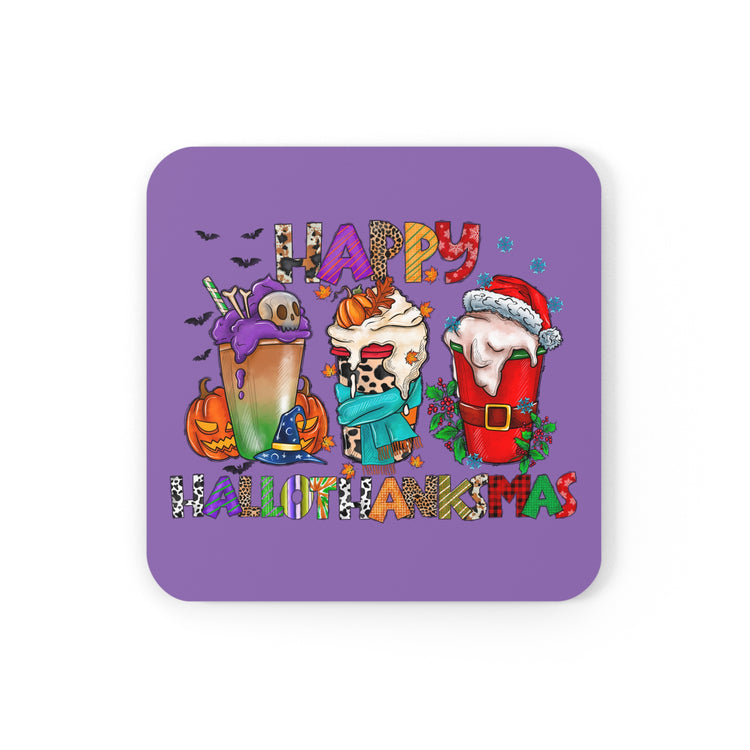 Happy HalloThanksMas Cork Back Coaster - Fandom-Made