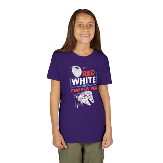 Red White Pew Pew Pew Youth Tee - Fandom-Made