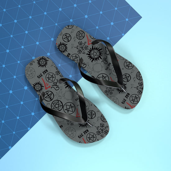 Supernatural Symbols All-Over Print Flip Flops - Fandom-Made