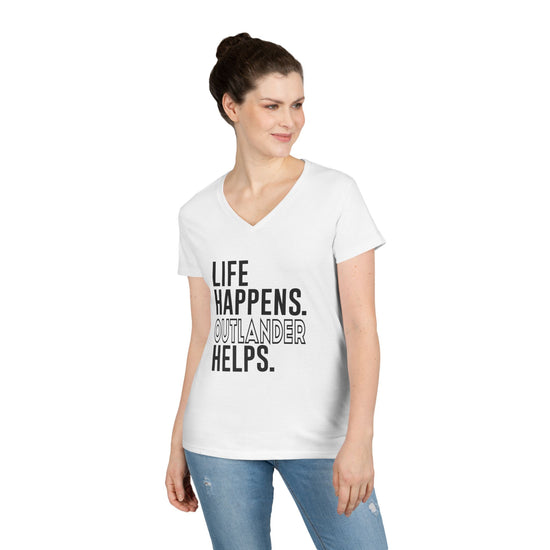 Life Happens Outlander Helps V-Neck Tee - Fandom-Made