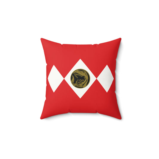 Red Ranger Faux Suede Square Pillow