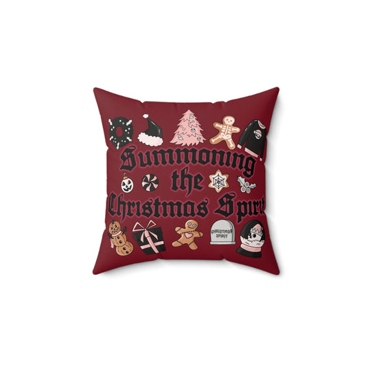 Summoning The Christmas Spirit Faux Suede Square Pillow