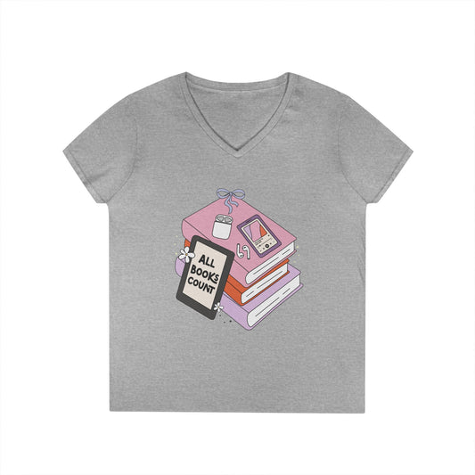 All Books Count Ladies' V-Neck Tee - Fandom-Made