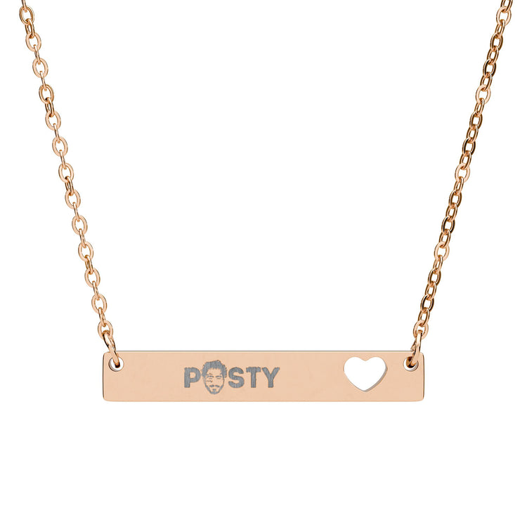 Posty Cutout Heart Bar Necklace