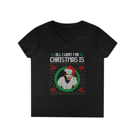 All I Want For Christmas Is JoMo Ladies' V-Neck Tee