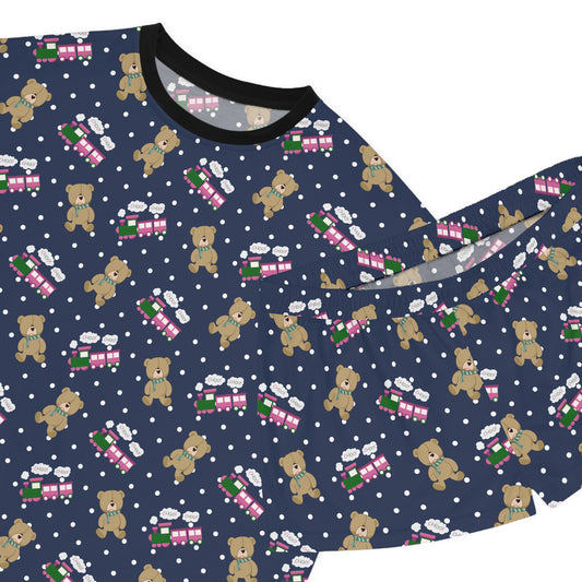 Choo Choos And Teddy Bears Women's Short Pajama Set