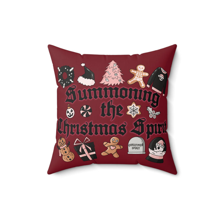 Summoning The Christmas Spirit Faux Suede Square Pillow