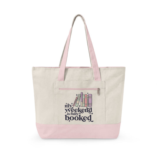 Fully Booked Zippered Canvas Tote - Fandom-Made