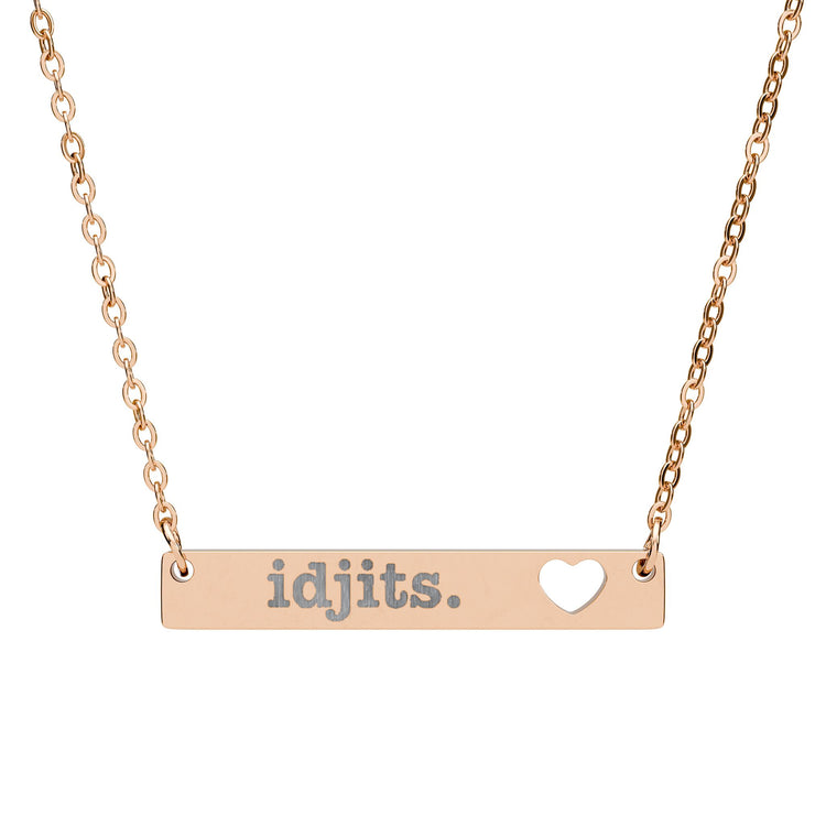 Idjits Cutout Heart Bar Necklace