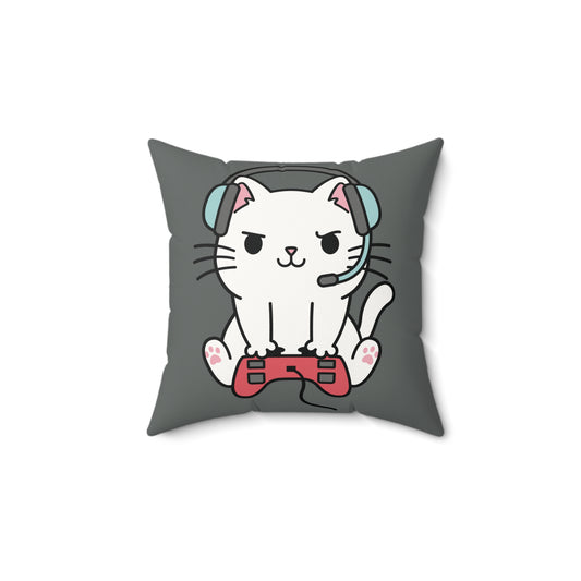 Gamer Cats Faux Suede Square Pillow