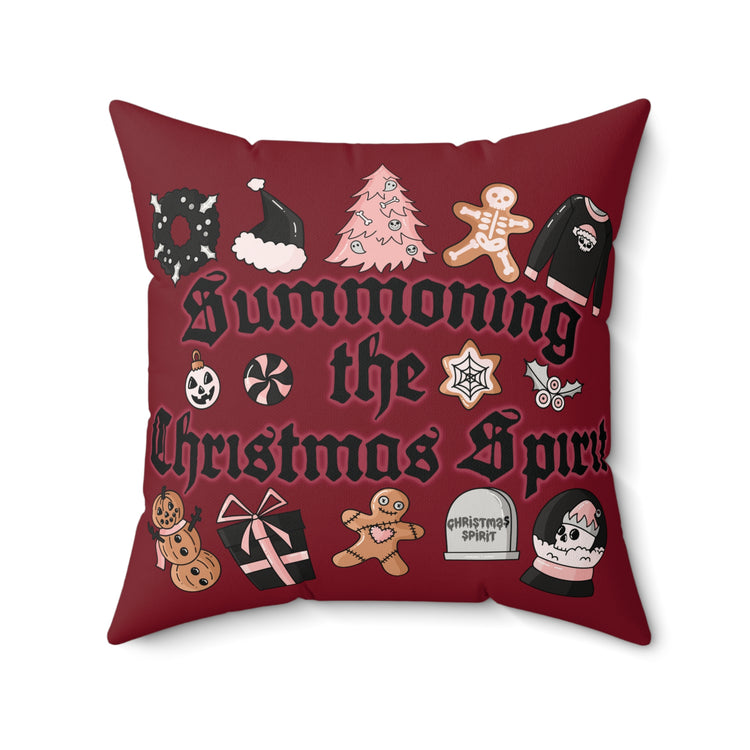Summoning The Christmas Spirit Faux Suede Square Pillow