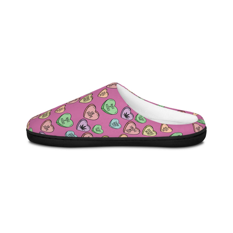 Stoner Conversation Hearts Women's Slippers - Fandom-Made