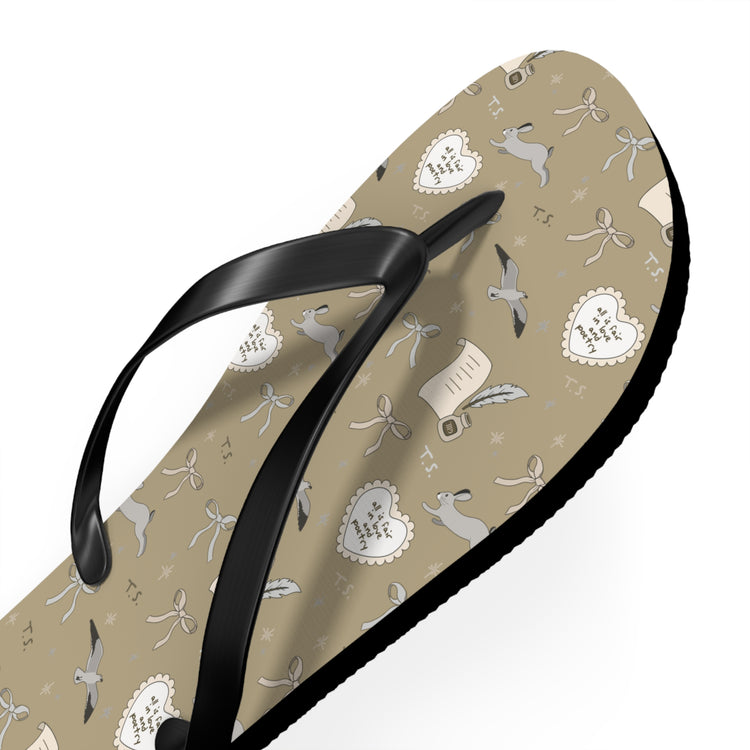 Tortured Poet All-Over Print Flip Flops - Fandom-Made