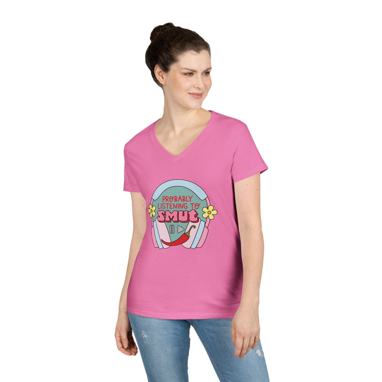 Listening To Smut Ladies' V-Neck Tee