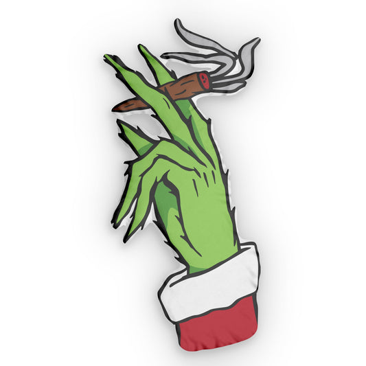 Grinch Bluntmas-Shaped Pillow