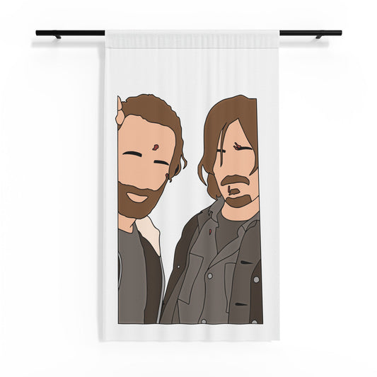Rick and Daryl Sheer Window Curtain - Fandom-Made