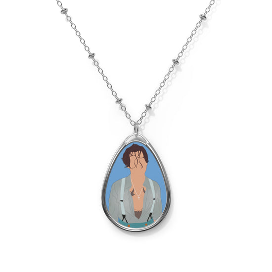 Feeling Blue Oval Necklace - Fandom-Made