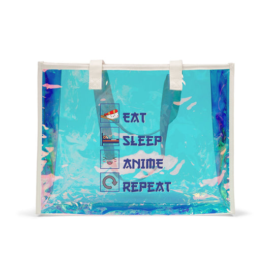Eat Sleep Anime Repeat Holographic Tote Bag