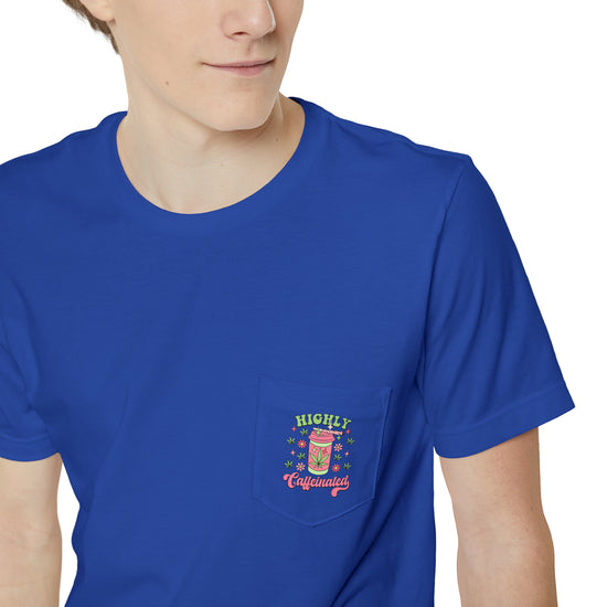 Highly Caffeinated Unisex Pocket T-shirt - Fandom-Made