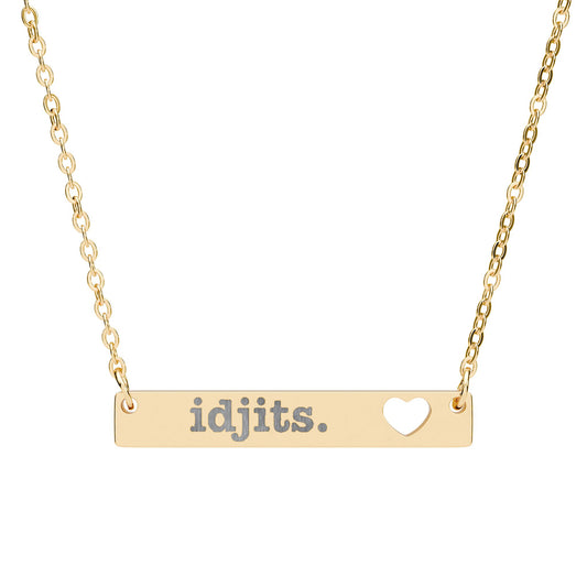 Idjits Cutout Heart Bar Necklace